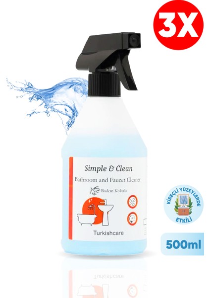 Banyo ve Kireç Sökücü Temizleyici Sprey 500 ml ve Sünger 3'lü Paket