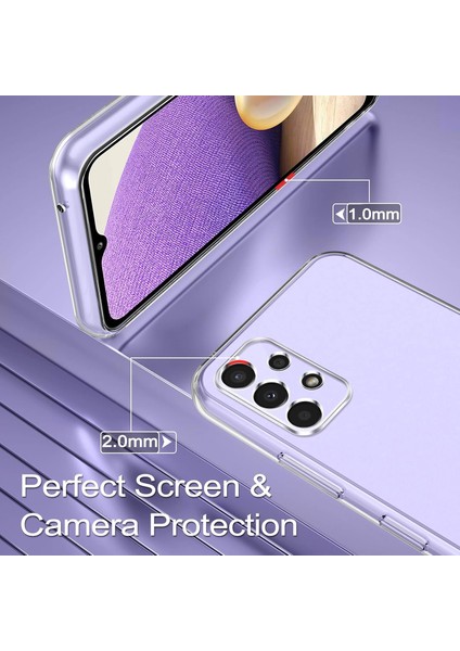 Samsung Galaxy A32 Şeffaf Silikon Kılıf + 2 Adet Cam Ekran Koruyucu Seti
