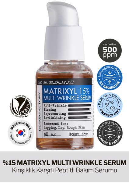 Anti Aging ve Sarkmalar Için Yüksek Etki Sağlayan Derma Factory Matrixyl %15 Serum