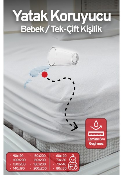 Fitted Pamuklu Bebek / Tek / Çift Kişilik Sıvı Geçirmez Yatak Koruyucu Lastikli Çarşaf Alez