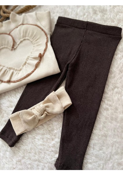 Çocuk Bebek Kalpli Bluz Tayt ve Bandana Seti modelleri