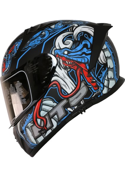 M-201 Myty Blue Güneş Vizörlü Kask (Siyah Camlı)