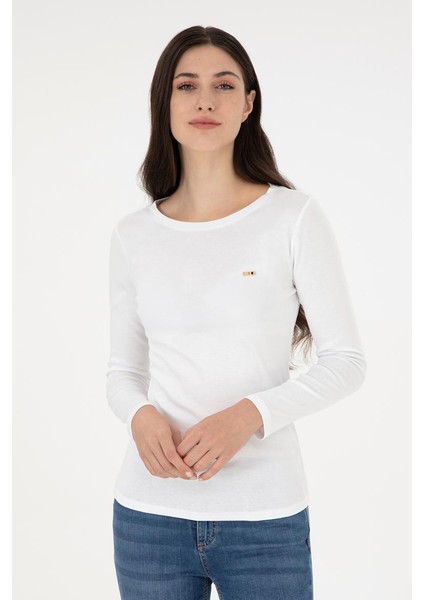 %100 Pamuk Bisiklet Yaka Kadın Sweatshirt