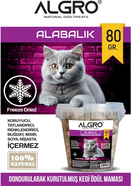Freeze Dried Kedi Ödül Maması - Alabalık Kova Ambalaj 80 Gr.