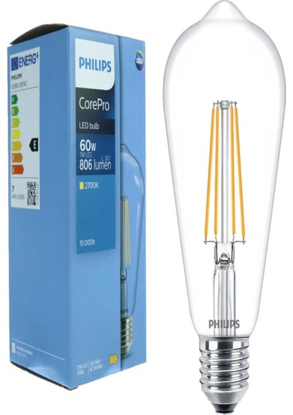 Phılıps 7 60 W LED Ampul Sarı E27 ST64 2700
