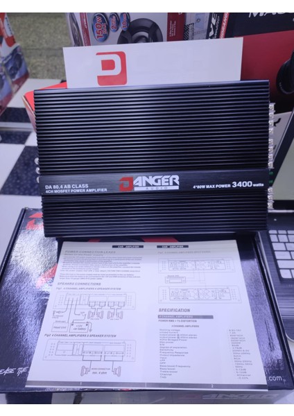 Danger Audıo DA80.4 Ab CLASS3400 Watt 4X80 Rms 2 Yıl Garantili 4 Kanallı Amfi