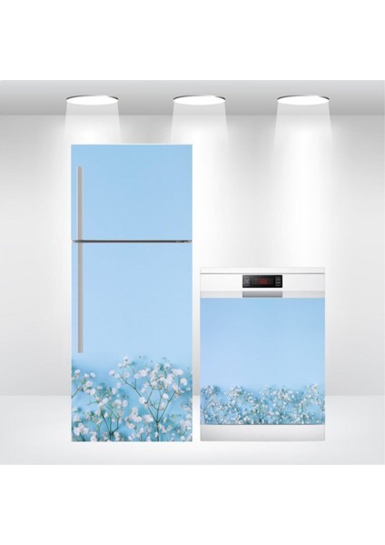 Buzdolabı ve Bulaşık Makinesi Kapak Kendinden Yapışkanlı Sticker Folyo Kaplama Çiçek Desen