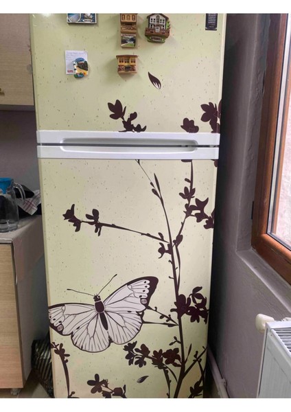 Buzdolabı ve Bulaşık Makinesi Kapak Sticker Kendinden Yapışkanlı Folyo Kaplama Kelebek