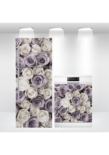 Buzdolabı ve Bulaşık Makinesi Kapak Sticker Kendinden Yapışkanlı Folyo Güller