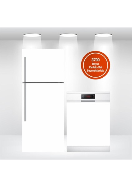Buzdolabı ve Bulaşık Makinesi Kapak Sticker Kendinden Yapışkanlı Folyo Kaplama Beyaz