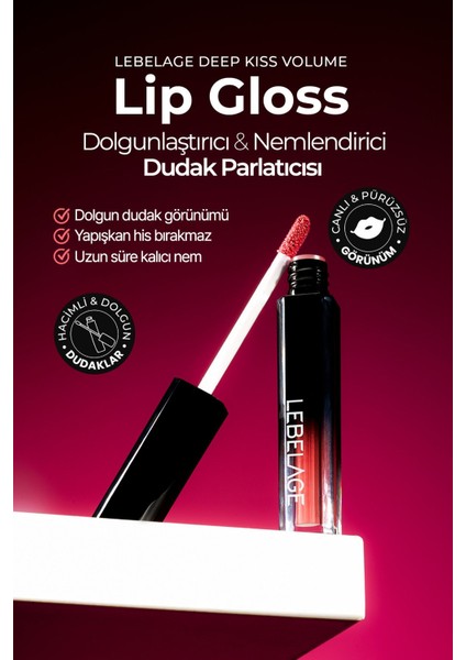 Nemlendirici Dudak Parlatıcı Gloss Lebelage Deep Kiss Volume Lip Gloss