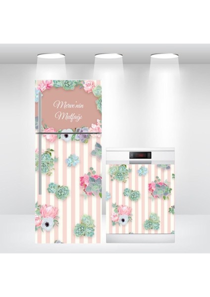 Buzdolabı ve Bulaşık Makinesi Kapak Kendinden Yapışkanlı Sticker Folyo Kaktüs Isimli