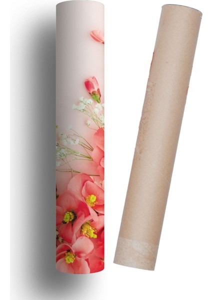 Buzdolabı ve Bulaşık Makinesi Kapak Kendinden Yapışkanlı Folyo Kaplama Pembe Çiçekler