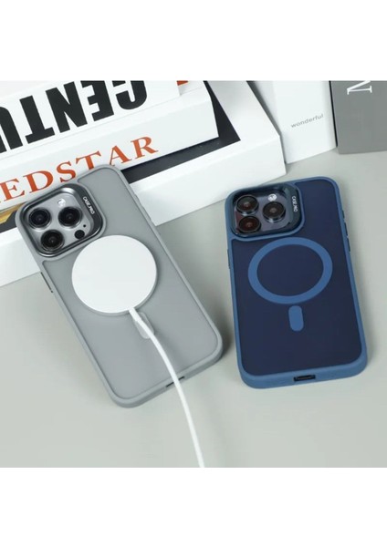 Apple iPhone 16 Pro Uyumlu Lens Hediyeli Kamera Standlı Magsafe Özellikli Arkası Mat Kilif