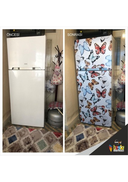 Buzdolabı ve Bulaşık Makinesi Kapak Sticker Kendinden Yapışkanlı Folyo Kelebek fırsatları