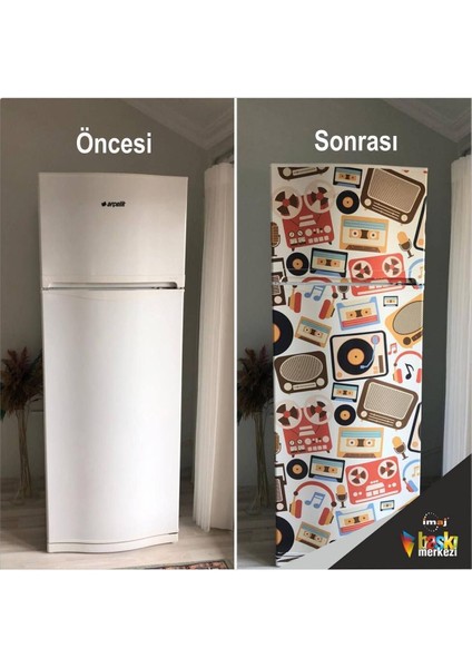 Buzdolabı ve Bulaşık Makinesi Kapak Kendinden Yapışkanlı Folyo Kaplama Müzik Popart