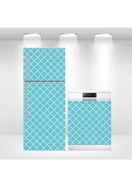 Buzdolabı ve Bulaşık Makinesi Kapak Sticker Kendinden Yapışkanlı Folyo Kaplama Mavi