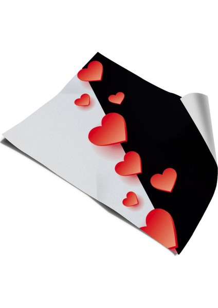 Buzdolabı ve Bulaşık Makinesi Kapak Kendinden Yapışkanlı Sticker Folyo Kaplama Kalpler