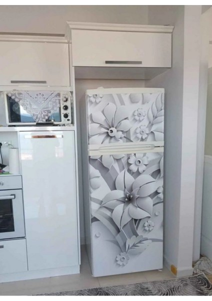 Buzdolabı ve Bulaşık Makinesi Kapak Kendinden Yapışkanlı Folyo Kaplama 3D Çiçek