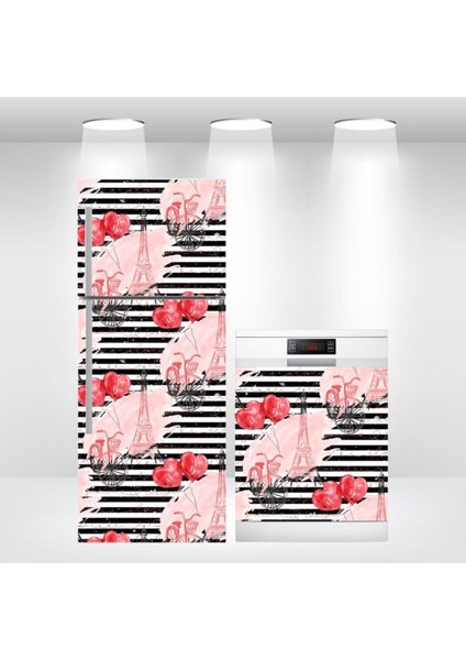 Buzdolabı ve Bulaşık Makinesi Kapak Sticker Kendinden Yapışkanlı Folyosu Eyfel