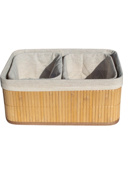 Bambu Organizer Sepet Seti 3 Lü Bambu Sepet
