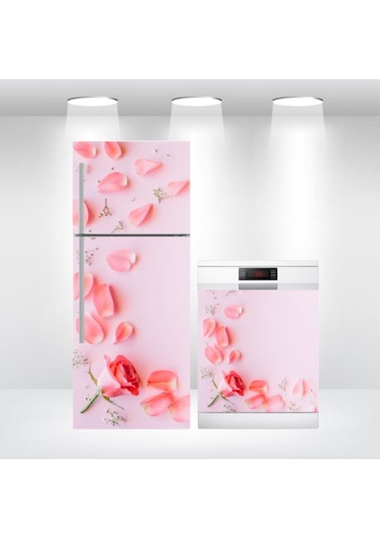 Buzdolabı ve Bulaşık Makinesi Kapak Kendinden Yapışkanlı Sticker Folyo Gül