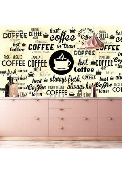 Mutfak Duvar Kaplama Folyo Kendinden Yapışkanlı Coffee 50 cm x 300 cm