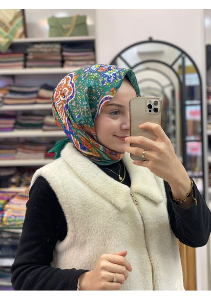 Benetton Scarf Renkli Etnik Desen Pamuk Eşarp