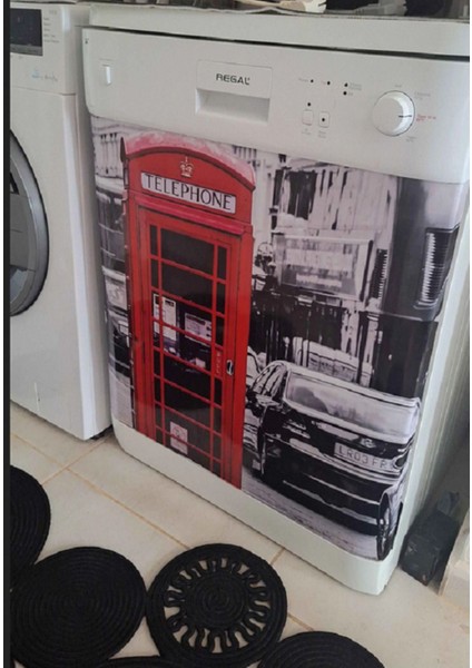 Telefon Kulübesi Buzdolabı ve Bulaşık Makinesi Kapak Sticker Kendinden Yapışkanlı Folyo Kaplama