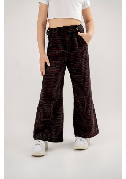 Kız Çocuk Bel Detaylı Örme Pantolon G-2523