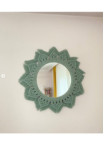Makrome Ev Dekor Ayna Süsü Doğal El Yapımı Salon Mutfak Çocuk Odası Eğlence