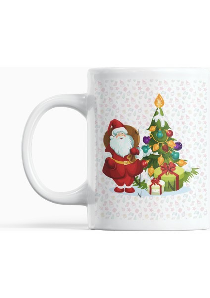 Yılbaşı Temalı Noel Baba, Çam Ağacı , Hediyeler Yeni Yıl , Christmas Hediyelik Baskılı Kupa Bardak