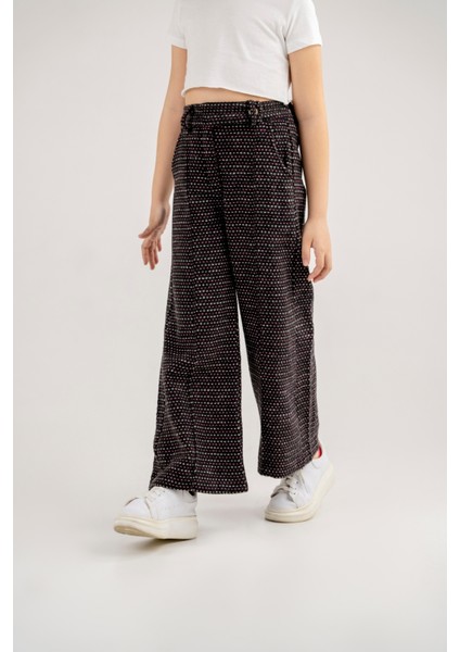 Kız Çocuk Bel Detaylı Örme Pantolon G-2523