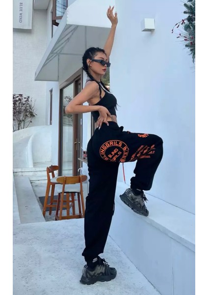 özel Tasarım Bling Gırls Baskılı Şardonlu Kışlık Hip Hop Sokak Modası Kadın Eşofman Altı indirimleri
