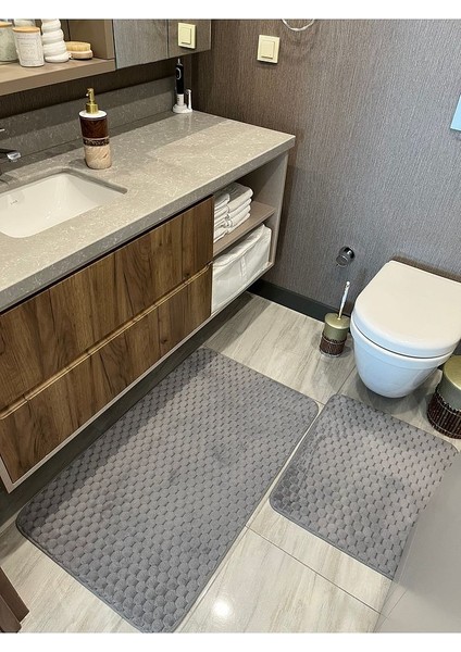 Yıkanabilir Kaymaz Taban 60 x 100 50 x 60 2'li Banyo Paspası Klozet Takımı