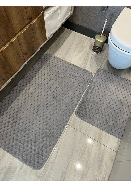 Yıkanabilir Kaymaz Taban 60 x 100 50 x 60 2'li Banyo Paspası Klozet Takımı