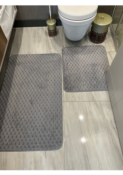 Yıkanabilir Kaymaz Taban 60 x 100 50 x 60 2'li Banyo Paspası Klozet Takımı