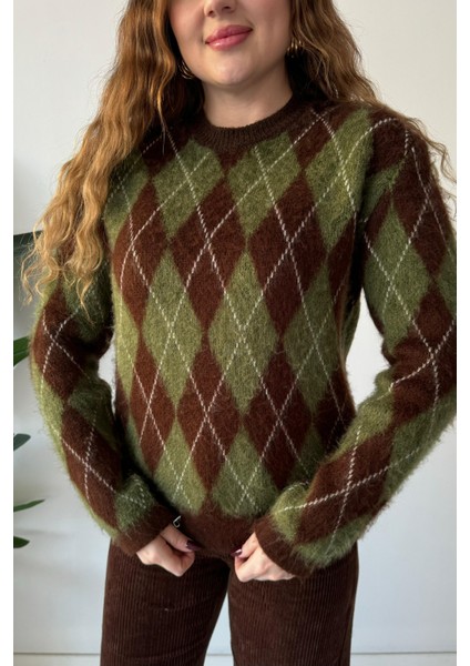 Baklava Desenli Kazak Haki indirimleri