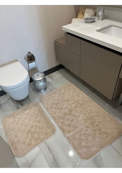 Yıkanabilir Kaymaz Taban 60 x 100 50 x 60 2'li Banyo Paspası Klozet Takımı