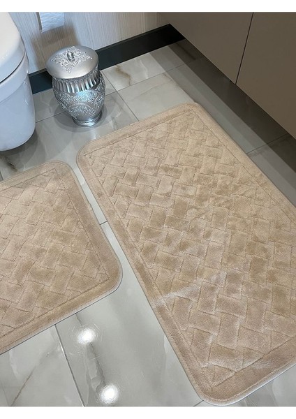 Yıkanabilir Kaymaz Taban 60 x 100 50 x 60 2'li Banyo Paspası Klozet Takımı