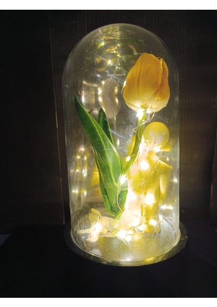 Led'li Sarı Laleli Biblo Dekoratif