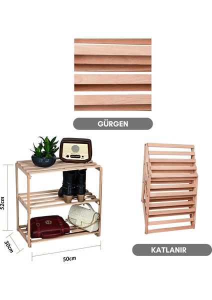 3 Raflı Ahşap Çiçeklik Saksılık Çok Amaçlı Düzenleyici Dekoratif Raf fırsatları