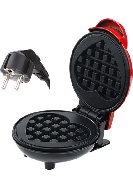 Mini Elektrikli Waffle Makinesi, Kalp Şekilli Waffle Pişirme Cihazı (Yurt Dışından)