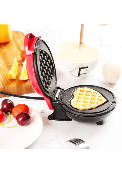 Mini Elektrikli Waffle Makinesi, Kalp Şekilli Waffle Pişirme Cihazı (Yurt Dışından)