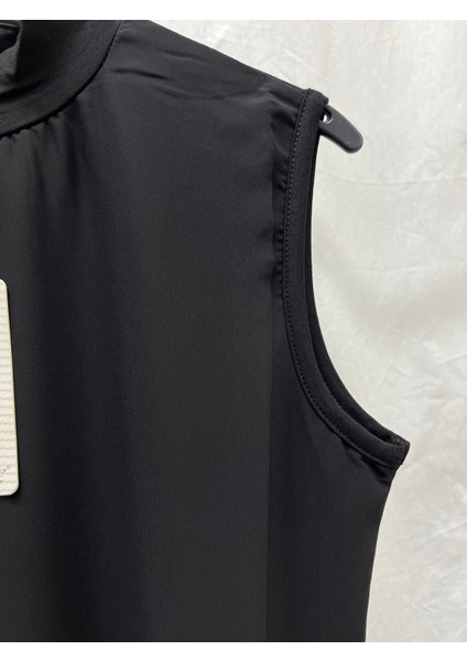 Efraze Sıfır Kollu Önü Şifon Boğazlı Penye Tunik Içlik 102 cm 772 1626
