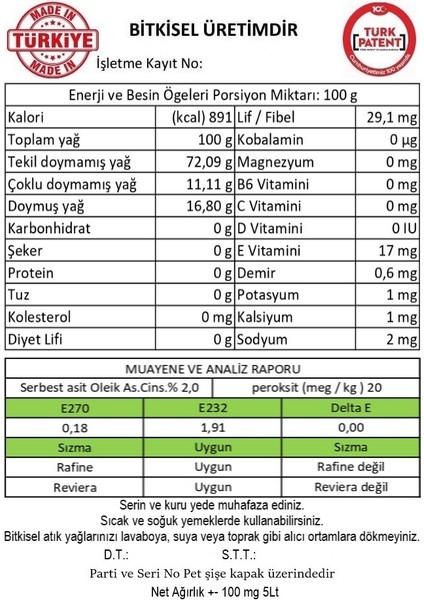 Çandarlı Birinci Zeytinyağı 5 lt Pet Şişe zeytinyağı 5 litre 4 adet