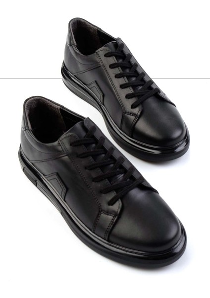 Siyah Antik Deri Erkek Casual Ayakkabı E01439700241