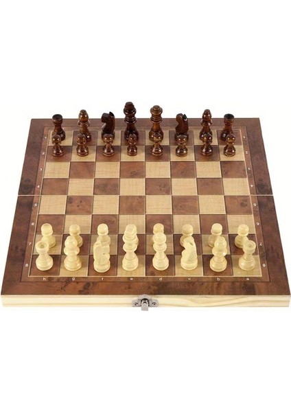 3'ü 1 Arada Taşınabilir Ahşap Satranç, Dama ve Tavla Seti – 29CM x 29CM (Yurt Dışından)