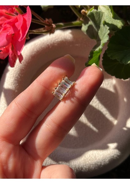 Nature Çelik Zirkon Baget Taşlı Gold Earcuff