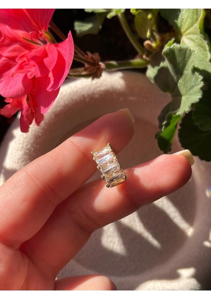 Nature Çelik Zirkon Baget Taşlı Gold Earcuff